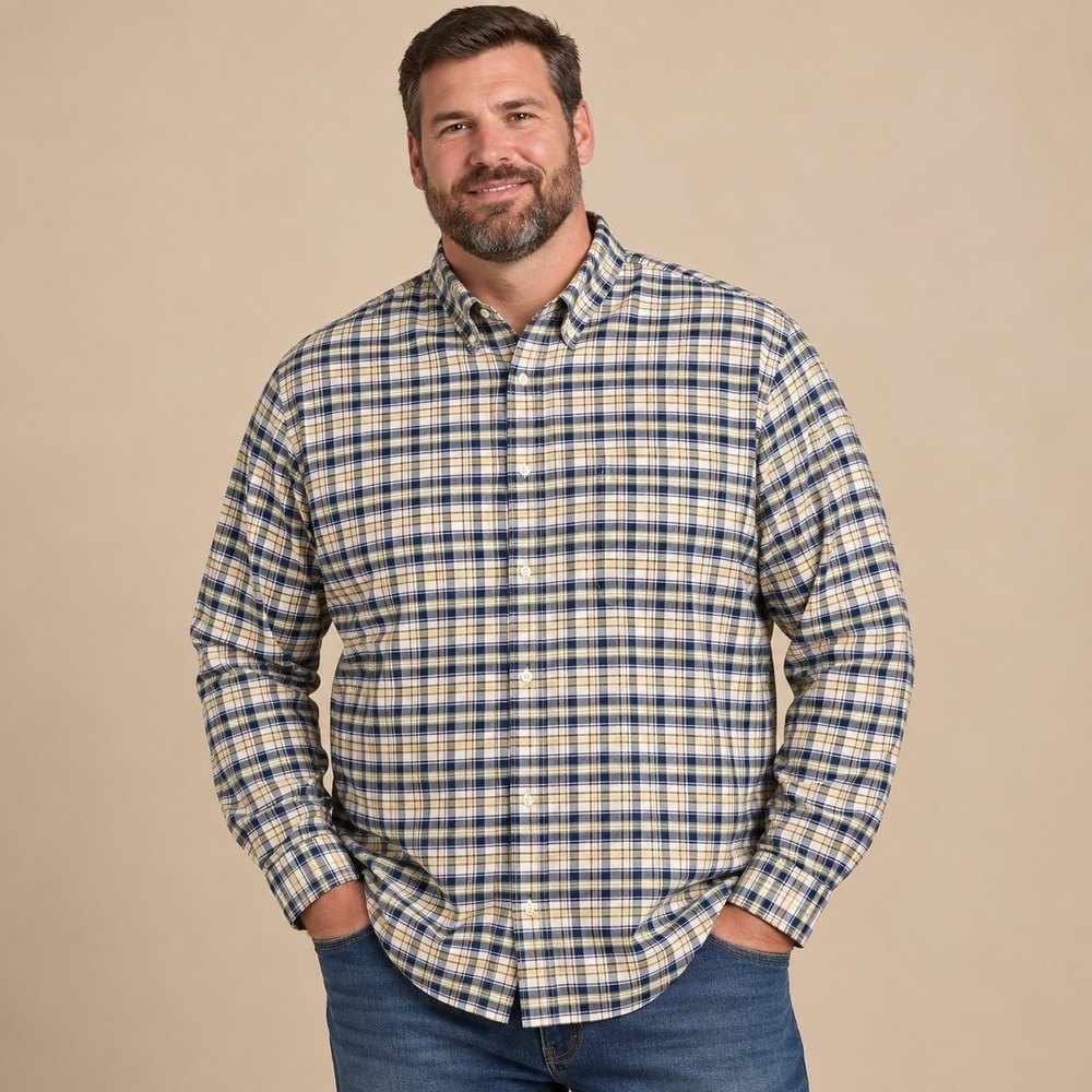 Hawker Rye Madras Plaid Shirt Men's XLT Dadcore Indie Streetwear Corpcore Y2K
